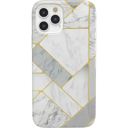 Sharp Lines | Geo White and Gold Marble Case