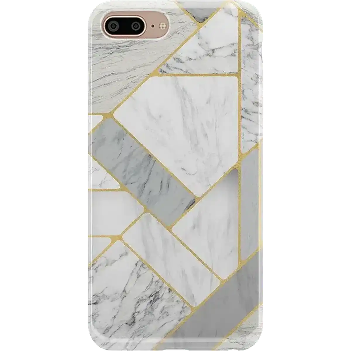 Sharp Lines | Geo White and Gold Marble Case
