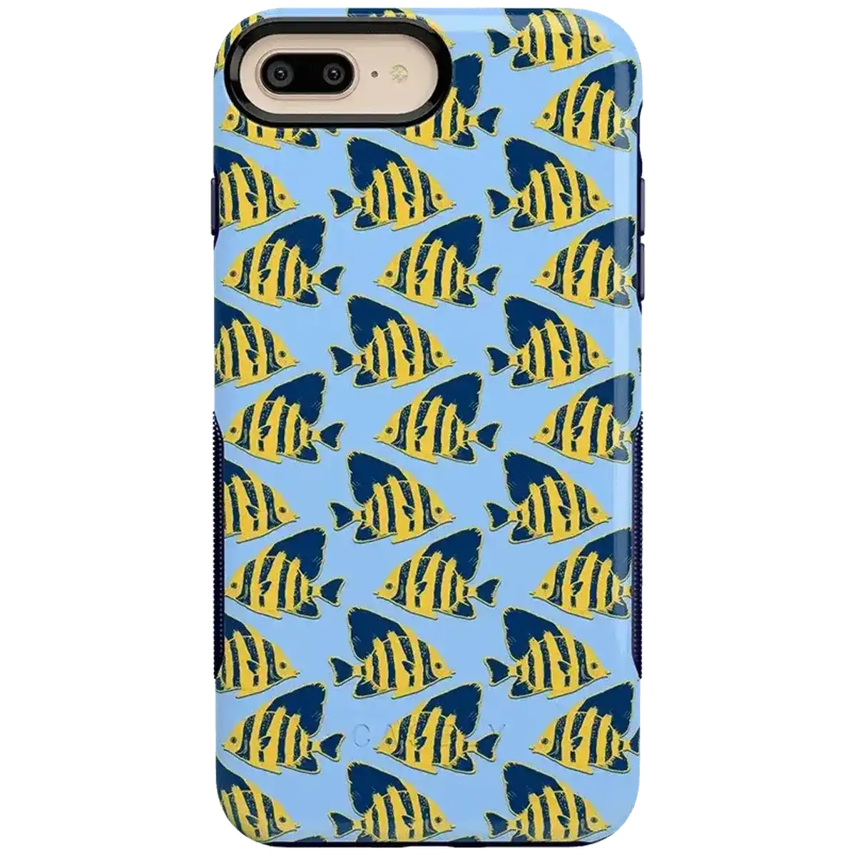 Something's Fishy | Navy Blue & Yellow Fish Print Case