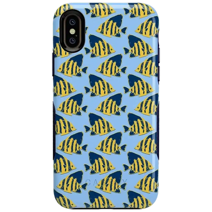Something's Fishy | Navy Blue & Yellow Fish Print Case